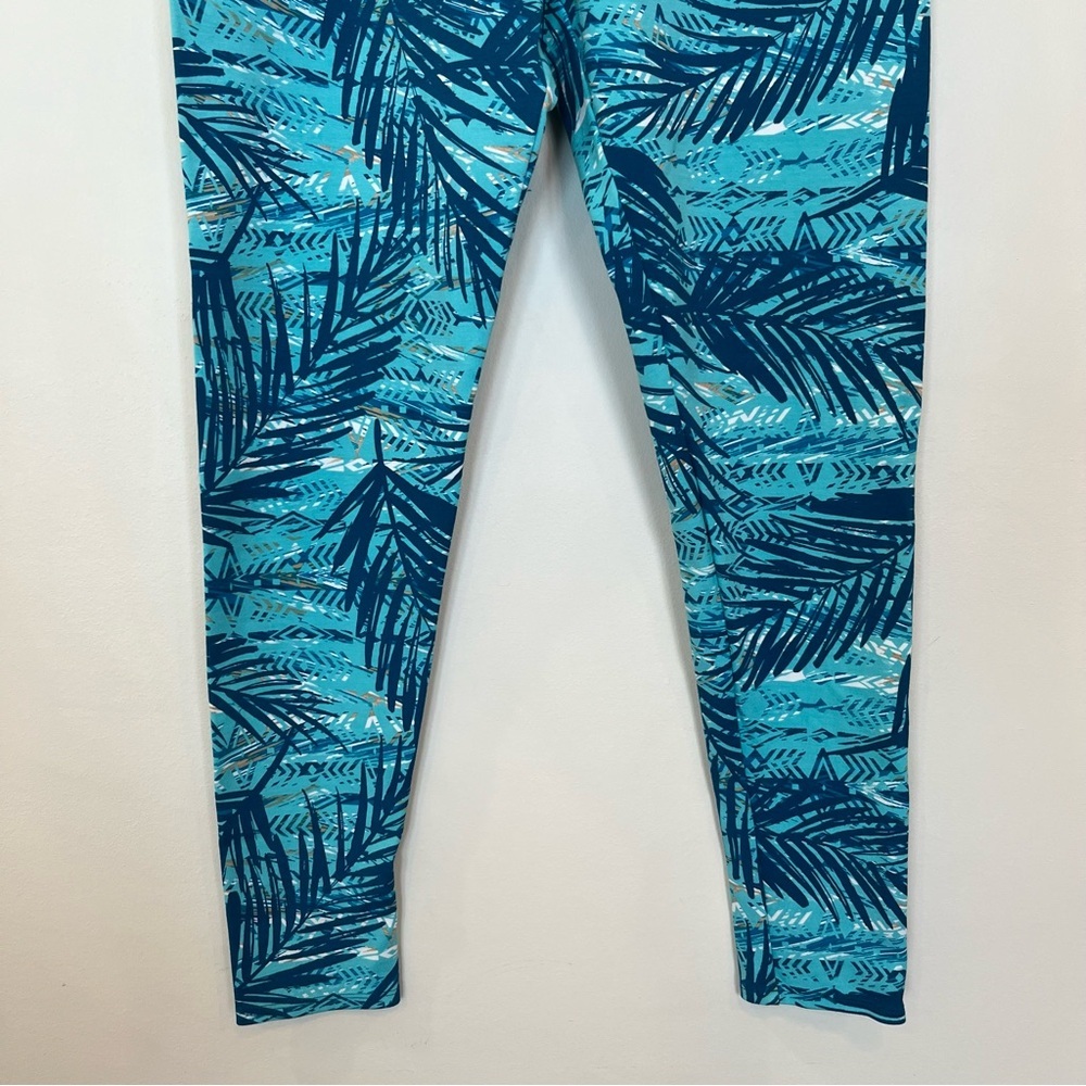 Soft Surroundings Leggings Womens Medium Tropical Blue Green Activewear - Picture 3 of 6
